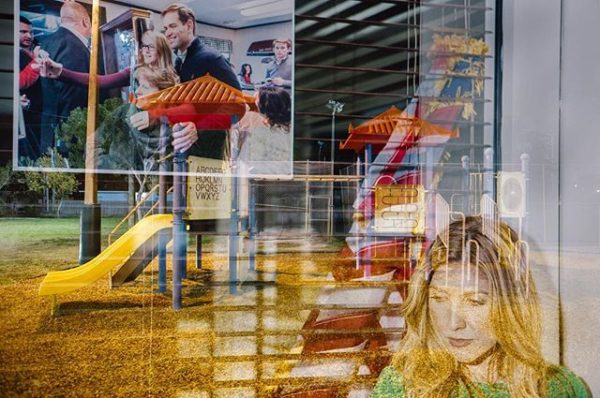 "The place we met" // An outtake from my ongoing Two Face project commissioned for the June issue of Harper's Magazine . In this multiple exposure , Jeanette Rubio, wife of former Republican presidential hopeful and Senator from Florida Marco Rubio, hangs out and makes calls to voters in Rubio HQ in Miami , FL during the Florida primary Election Day. Later that evening Marco bowed out of the race the night Donald Trump swept the state, leaving many local supporters saddened. The night previous to the election Rubio stood in this playground with supporters and media and reminisced about how he and Jeanette met in that very same playground in their highly Cuban neighborhood in Miami when they were younger .