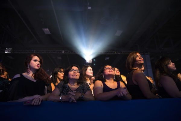 Guests watched Mrs. Clinton on Thursday as she addressed the Congressional Hispanic Caucus Institute’s 39th annual gala dinner in Washington. Doug Mills/The New York Times.