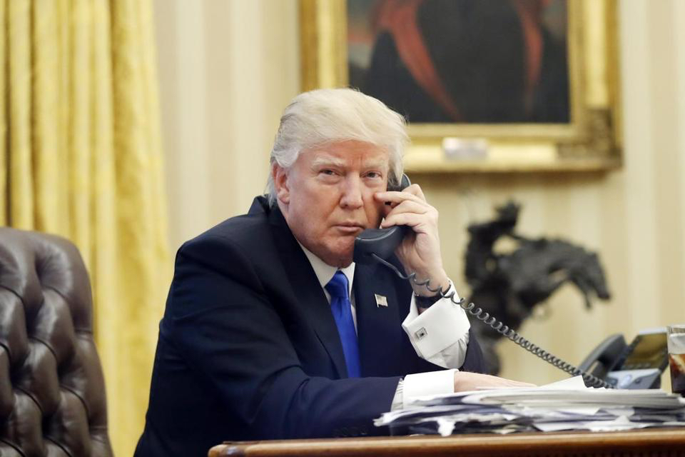  In this Jan. 28, 2017, file photo, U.S. President Donald Trump speaks on the phone with Prime Minister of Australia Malcolm Turnbull in the Oval Office of the White House in Washington. For decades, Australia and the U.S. have enjoyed the coziest of relationships, collaborating on everything from military and intelligence to diplomacy and trade. Yet an irritable tweet President Donald Trump fired off about Australia and a dramatic report of an angry phone call between the nations' leaders proves that the new commander in chief has changed the playing field for even America's staunchest allies. (AP Photo/Alex Brandon, File)