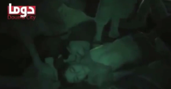 Still from a video shot in Duma, Syria, uploaded on August 21, 2013, subsequently included in a collection of 13 videos compiled and re-posted by the U.S. Senate Select Committee on Intelligence