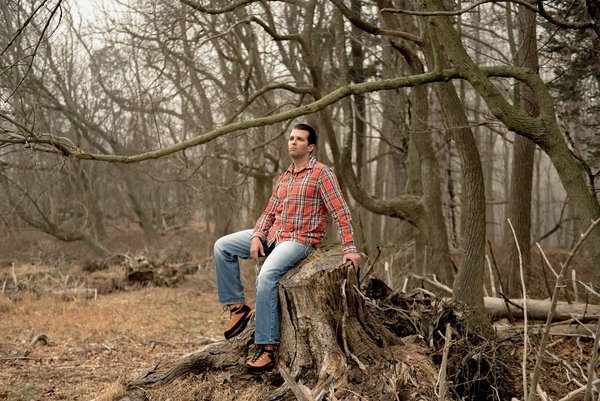 Donald Trump Jr., shown at his father’s estate in Bedford, N.Y., last month, has become a defender of the family name. GEORGE ETHEREDGE FOR THE NEW YORK TIMES