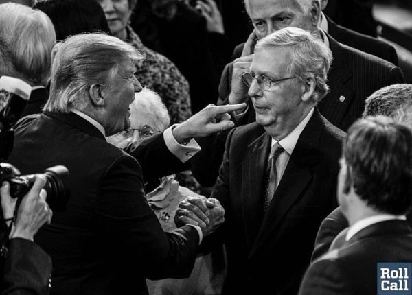 Donald Trump with Mitch McConnell before Trump gives address to joint session of Congress, February 28th, 2017. photo: Bill Clark/Rollcall.