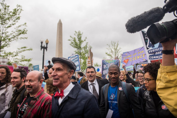 Bill Nye attended the Washington march. Credit: Hilary Swift for The New York Times