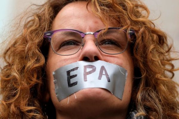 Mary Devine of Levittown, Long Island looks on during the Earth Day 'March For Science NYC' demonstration to coincide with similar marches globally in Manhattan. REUTERS/Andrew Kelly