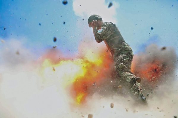 A mortar tube accidentally explodes during an Afghan National Army live-fire training exercise in Laghman Province, Afghanistan, on July 2, 2013. Spc. Hilda Clayton—U.S. Army/EPA
