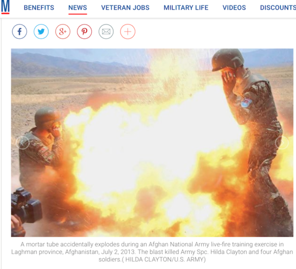 SCreengrab from Military.com of Hilda Clayton Afghanistan photo