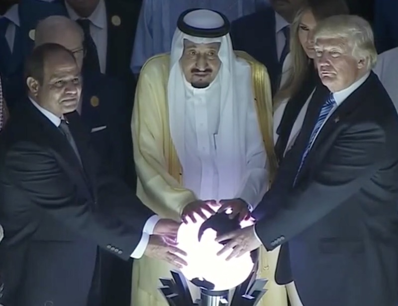 Trump opens Global Center for Combating Extremist Ideology with Egypt's al-Sissi, Saudi Arabia's Salman. Screenshot via Washington Post video.