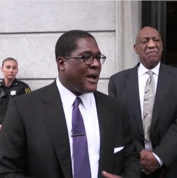 screenshot/NBC video. Scene on courthouse steps following the verdict in the Cosby trial. Bill Cosby’s sexual assault trial ended Saturday with a jury that was deadlocked on all counts. Montgomery County Judge Steven O’Neill declared a mistrial, but the case against the legendary comedian isn’t over after prosecutors said they would retry him. Cosby was accused of drugging and molesting #AndreaConstand at his home in Philadelphia in 2004. It was the only criminal case stemming from dozens of accusations of sexual misconduct — all of which Cosby denies.