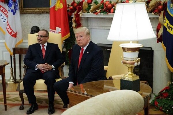 Photo: Evan Vucci/@evanvucci. Instagram caption: “#president #donaldtrump meets with The Crown Prince of Bahrain in the Oval Office of the #whitehouse.