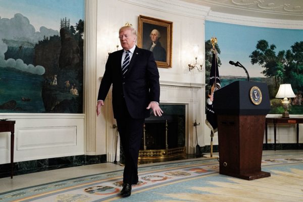 Donald Trump in the Diplomatic Room at the White House, October 2, 2017. By Joshua Roberts/Reuters.