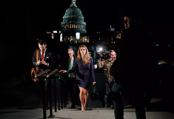 White House Communications Director Hope Hicks leaves the Capitol after attending the House Intelligence Committee closed door meeting in Washington, February 27, 2018. REUTERS/Leah Millis