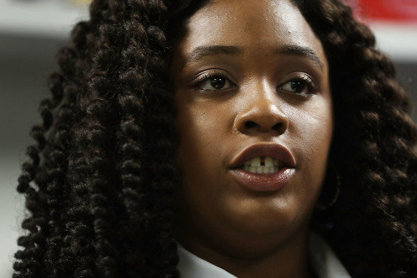 Photo: Joe Raedle/Getty Images Caption: Marjory Stoneman Douglas High School mass shooting survivor Mei-Ling Ho-Shing,17, speaks to the media after a gun safety roundtable discussion on March 5, 2018 in Sunrise, Florida.