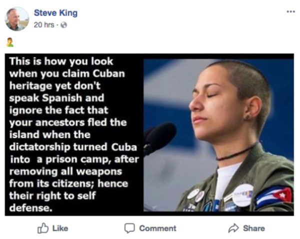 Meme posted by Steve King on Facebook