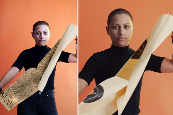 The doctored image of Gonzalez tearing up the Constitution, alongside the original Teen Vogue image on the right. Photo: Twitter/Teen Vogue