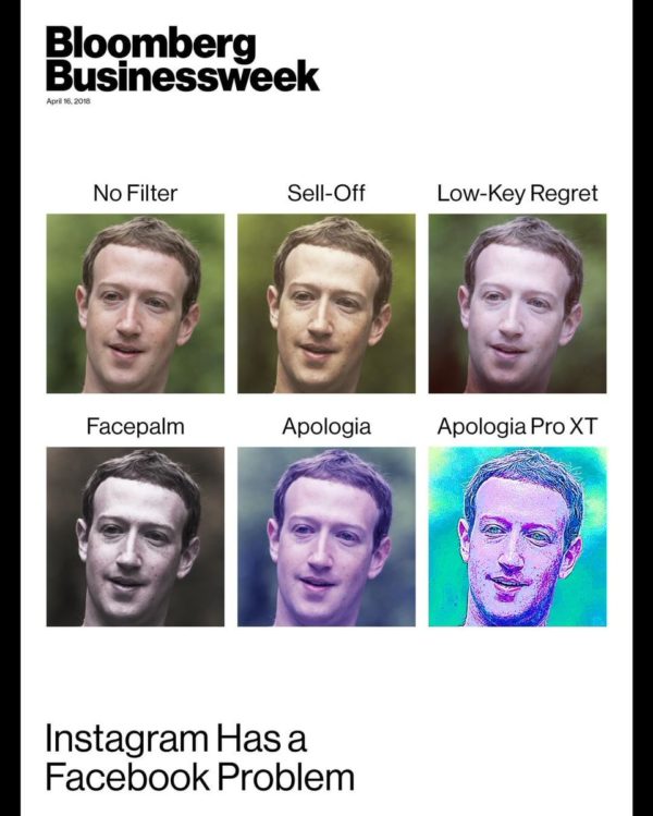 David Paul Morris/Bloomberg via Twitter. Mark Zuckerberg Businessweek cover, April 16, 2018.