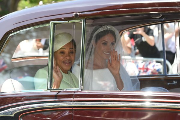 Photo: Getty Images Caption: Meghan Markle leaves the Cliveden House Hotel accompanied by her mother, Ms. Doria Ragland, ahead of her wedding to Prince Harry at St George's Chapel at Windsor Castle on May 19, 2018 in Windsor, England.