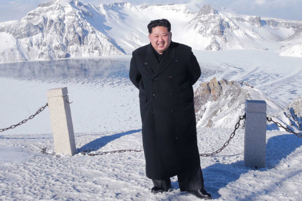 Kim Jong-un “climbing” Mt. Paektu, the country’s tallest mountain. December 1 2017, North Korea's Official Korean Central News Agency via AFP/Getty Images