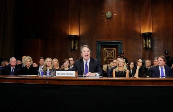 Brett Kavanaugh testifies before a Senate Judiciary Committee confirmation hearing on Sept. 27.