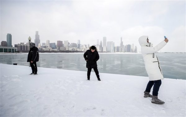 Jan. 29, 2019A high school student from China takes a selfie along snowy Lake Michigan in Chicago. Kamil Krzaczynski/EPA-EFE/Shutterstock