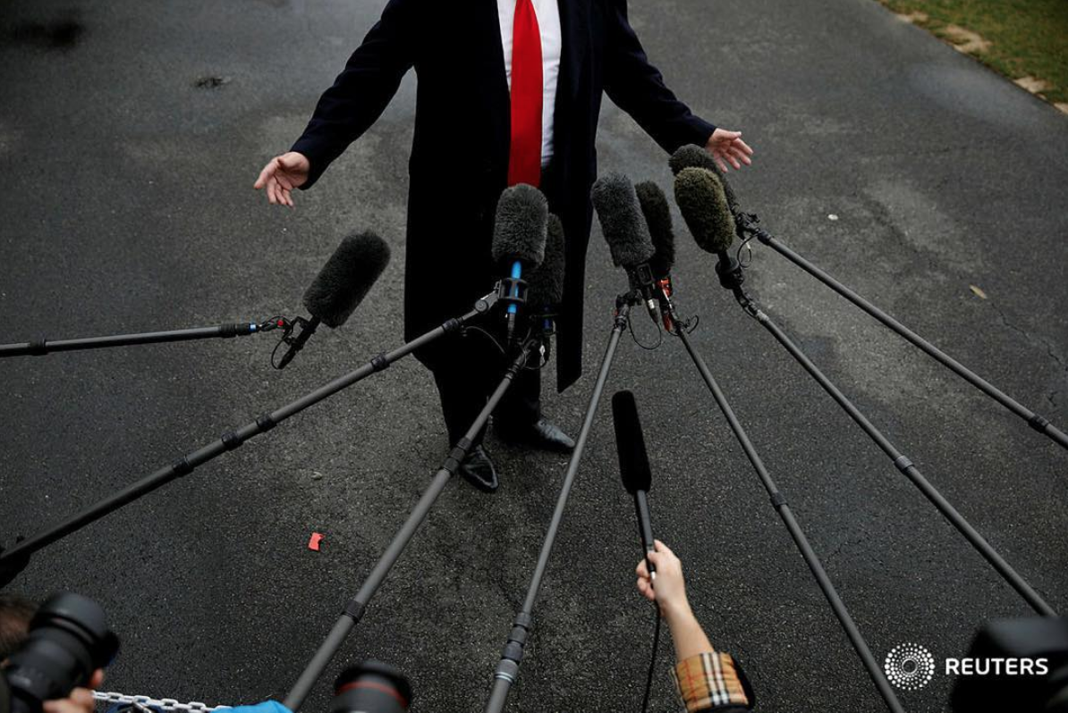 U.S. President Donald Trump talks to reporters as he departs on travel to Palm Beach, Florida from the White House in Washington, U.S., March 22, 2019.WASHINGTON — The special counsel, Robert S. Mueller III, has delivered a report on his inquiry into Russian interference in the 2016 election to Attorney General William P. Barr, according to the Justice Department.