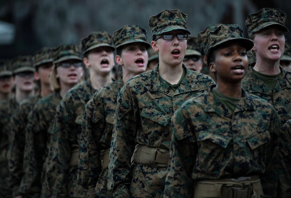 Female recruits at Parris Island. Photo: Lynsey Addario for The New York Times