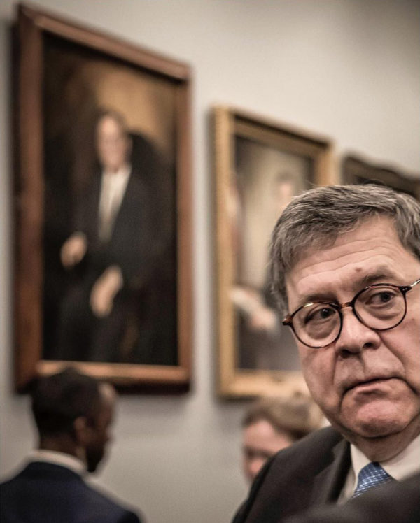 Photo: David Butow via Instagram. However things shake out, Attorney General William Barr, photo’d on Capitol Hill yesterday, is guaranteed a place in the history books.