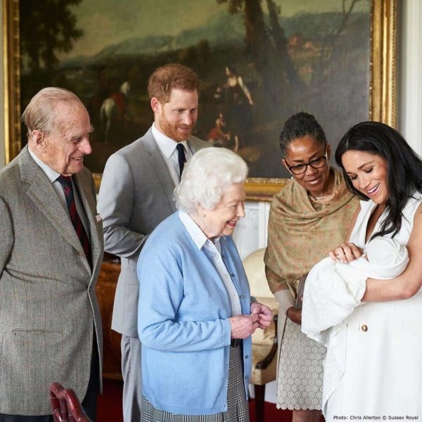 Photo: Chris Allerton/WPA POOL/MEGA Prince Harry and Duchess Meghan are joined by her mother, Doria Ragland, as they show their new son, Archie Harrison Mountbatten-Windsor, to the Queen Elizabeth II and Prince Philip at Windsor Castle on May 8, 2019.