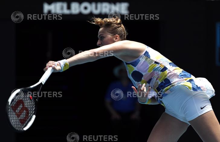 Tennis - Australian Open - Fourth Round - Melbourne Park, Melbourne, Australia - January 26, 2020 - Czech Republics Petra Kvitova in action during her match against Greeces Maria Sakkari. REUTERS/Issei Kato