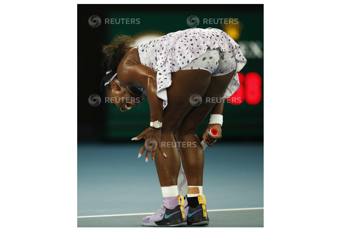 Tennis - Australian Open - Second Round - Melbourne Park, Melbourne, Australia - January 22, 2020. Serena Williams of the U.S. reacts during the match against Slovenia's Tamara Zidansek. REUTERS/Edgar Su