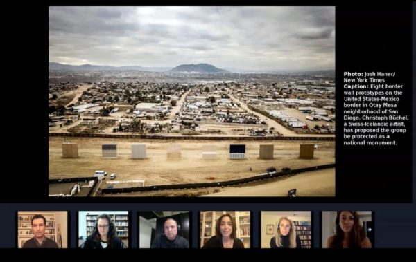 A screenshot of the Reading the Pictures border wall salon. Photo by Josh Haner for The New York Times.