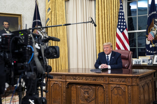 President Donald J. Trump addresses the nation from the Oval Office of the White House Wednesday evening, March 11, 2020, on the country’s expanded response against the global Coronavirus outbreak. (Official White House Photo by Joyce N. Boghosian)