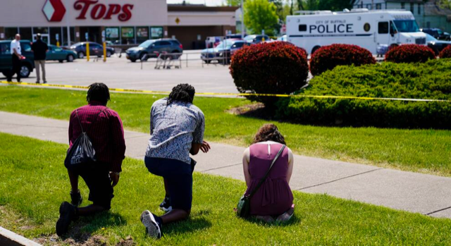 Chatting the Pictures: After Mass Shooting Hate Crime in Buffalo, a Prayerful Photo Outside Tops Market